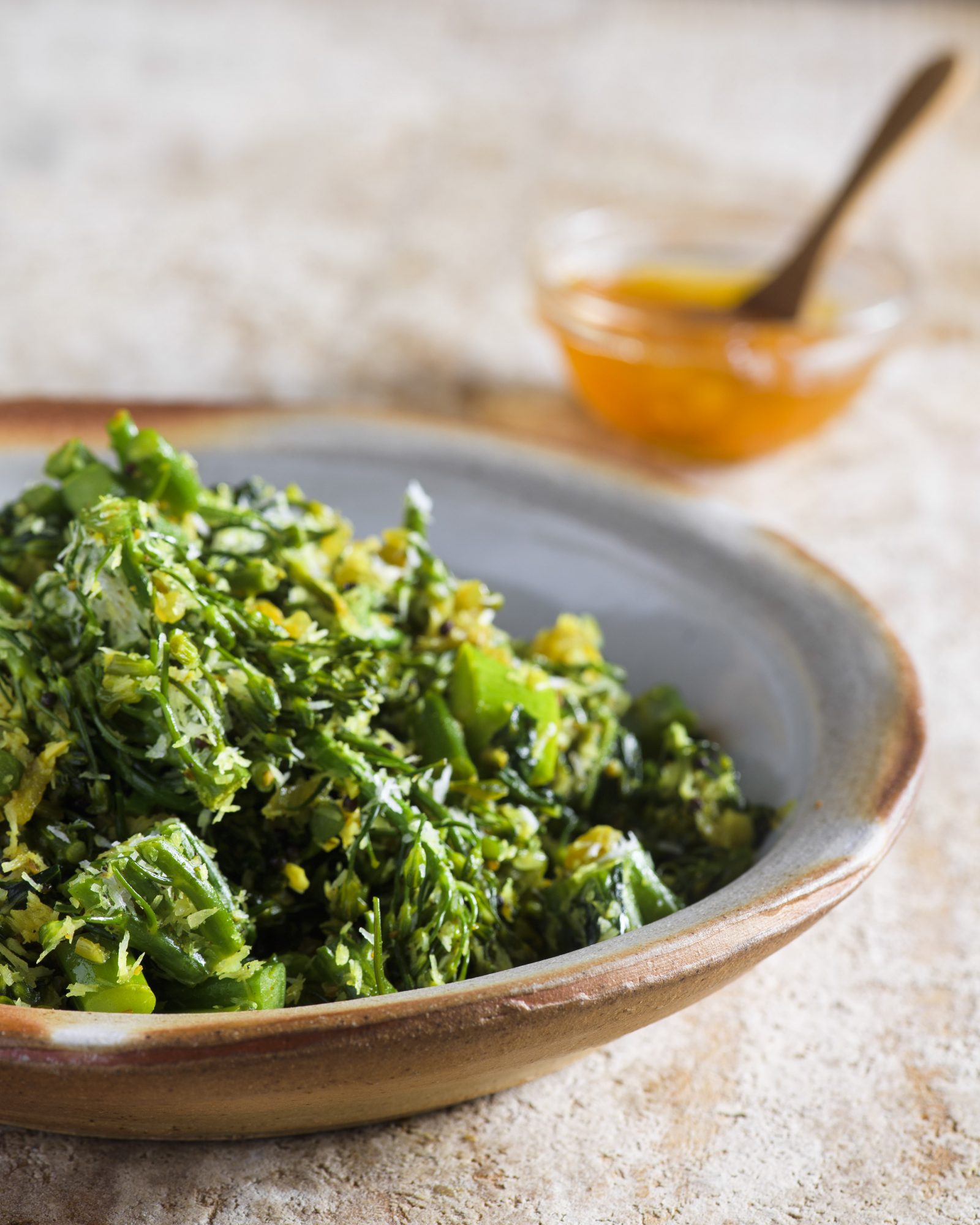 Broccolini mustard seeds coconut v