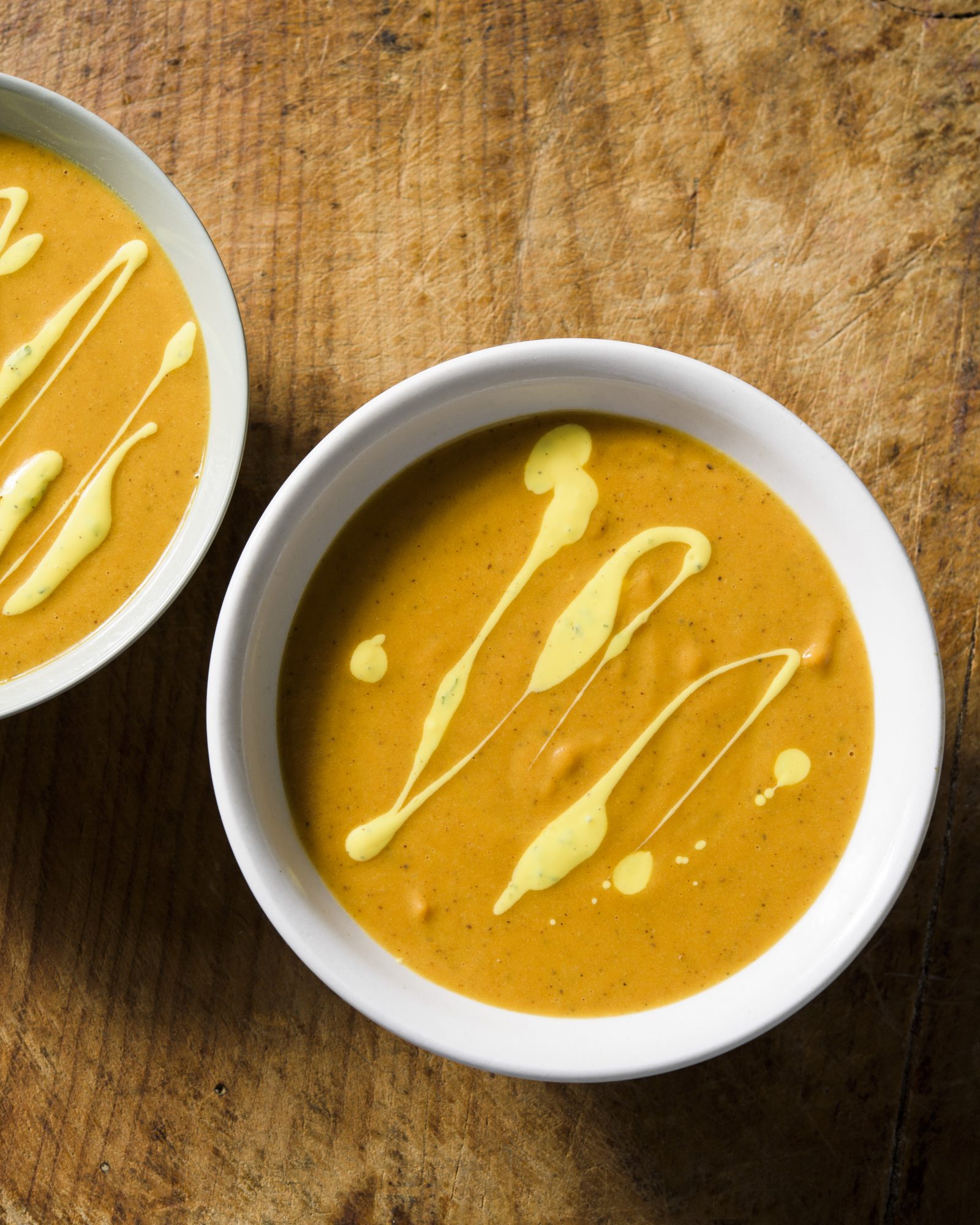 Carrot almond soup mint saffron yogurt v