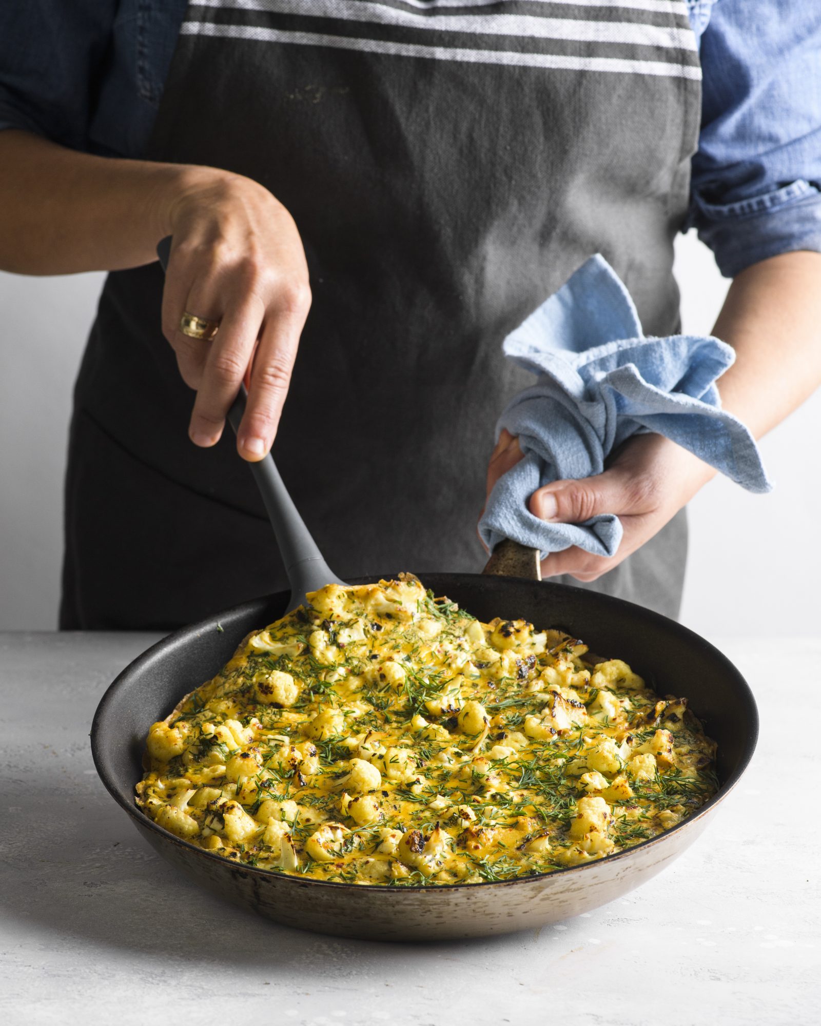 Cauliflower scallion frittata harissa feta v2