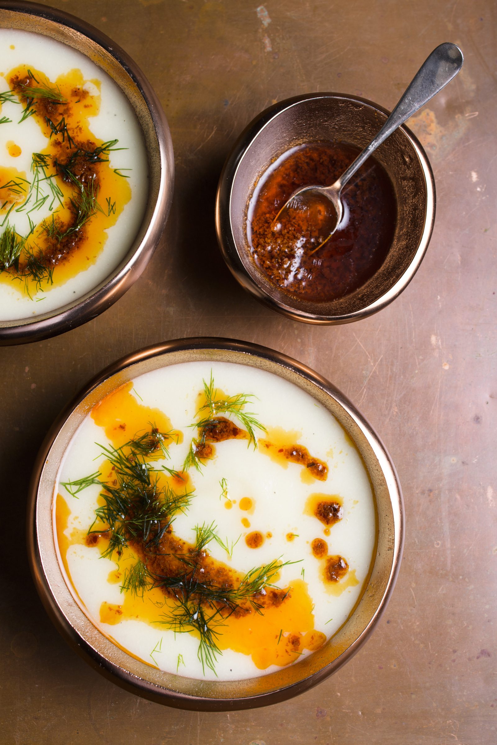 Cauliflower soup harissa butter v