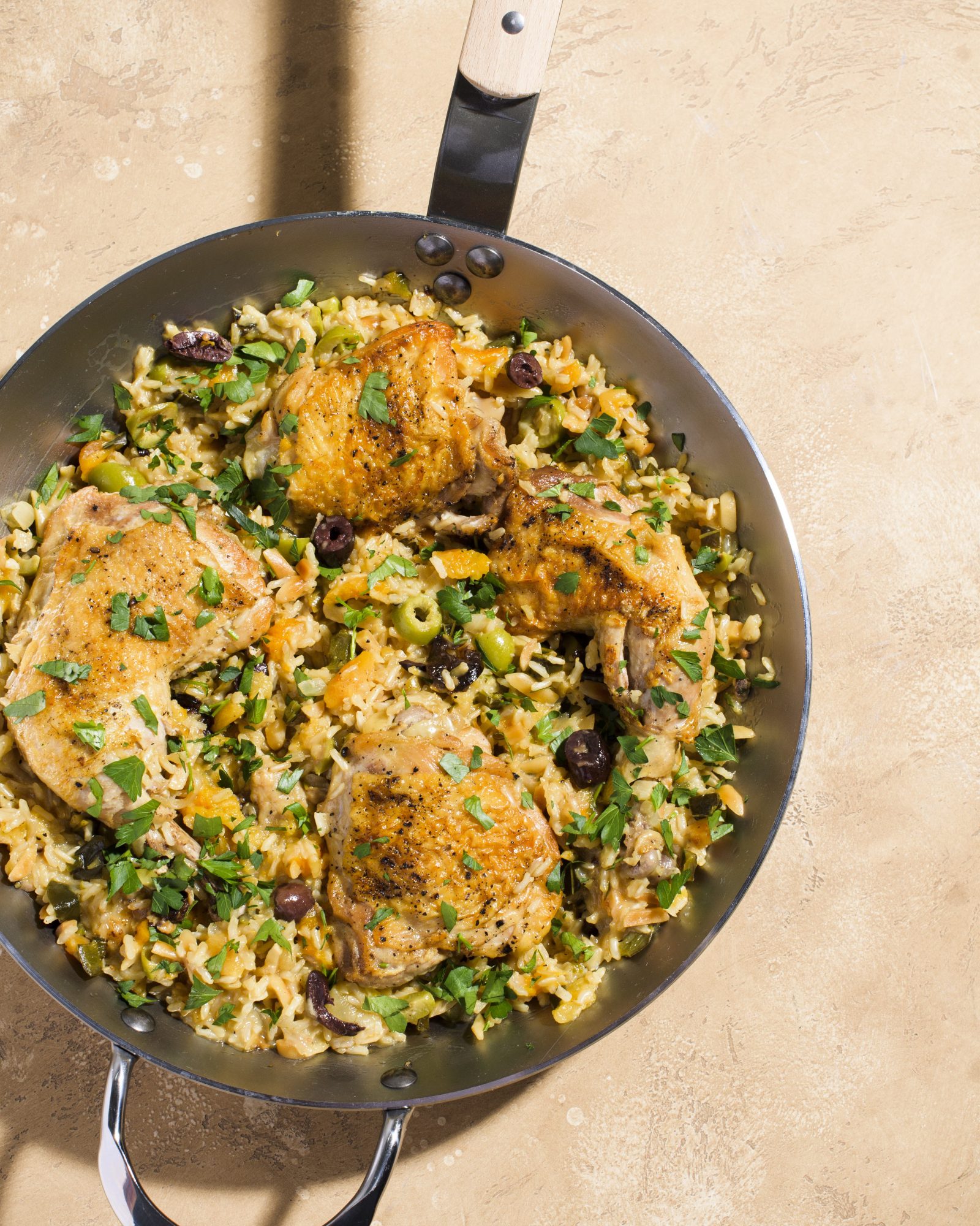 Chicken brown rice apricots olives v
