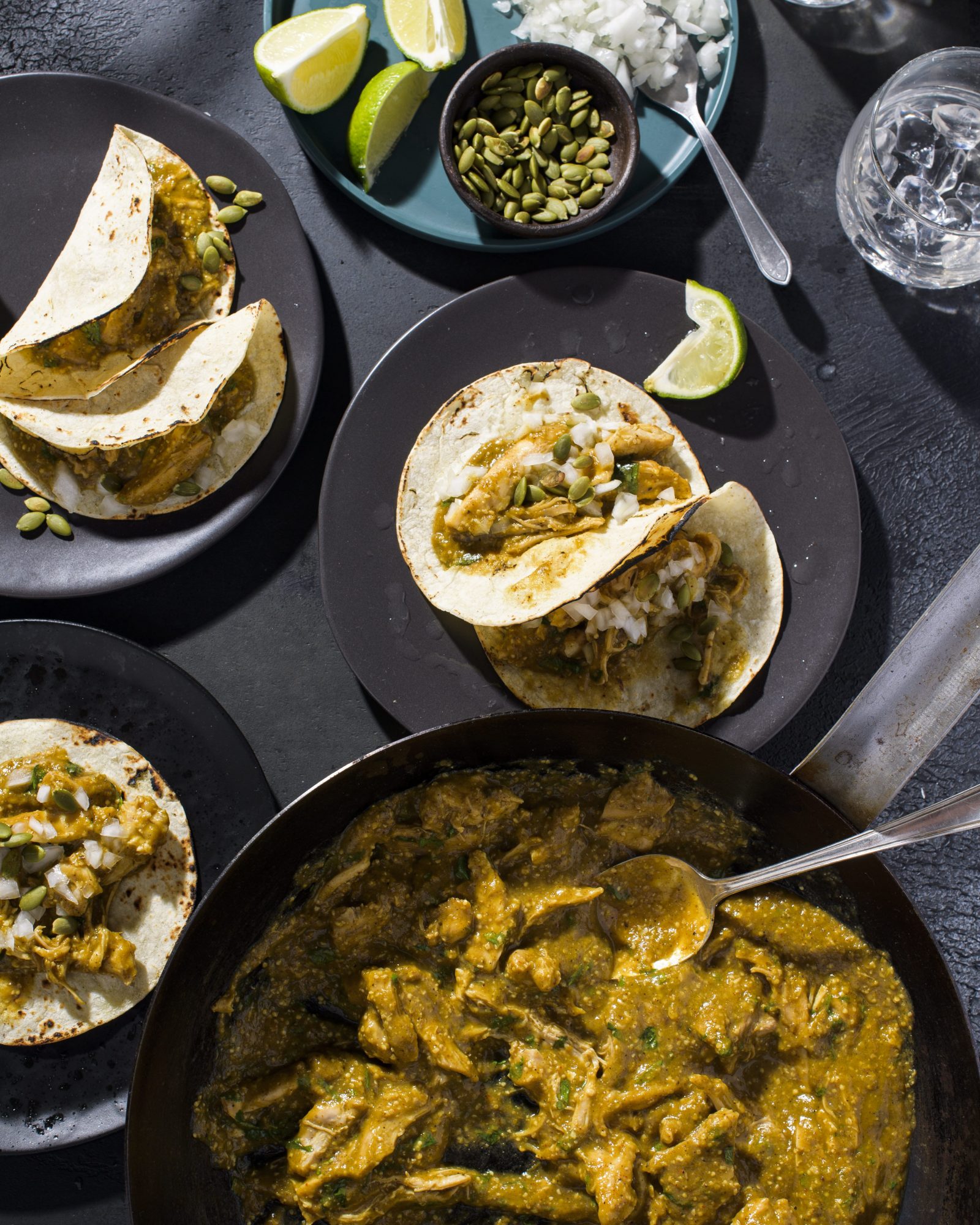 Chicken chili verde tacos v