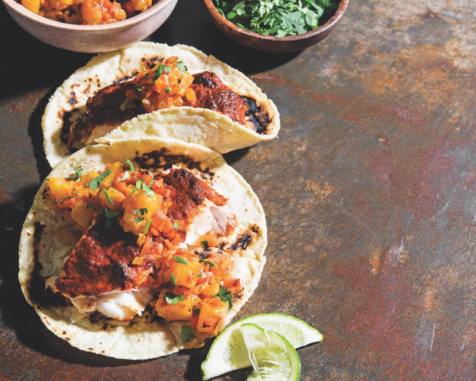 Chili citrus marinated fish tacos