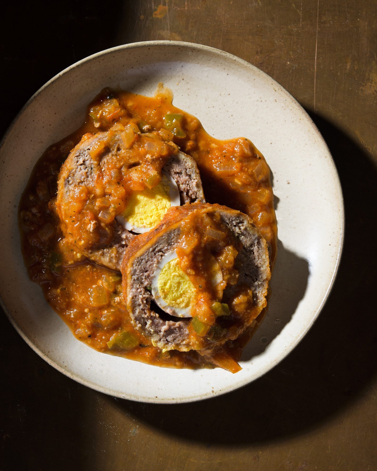 Cuban style egg stuffed meatloaf pulpeta v