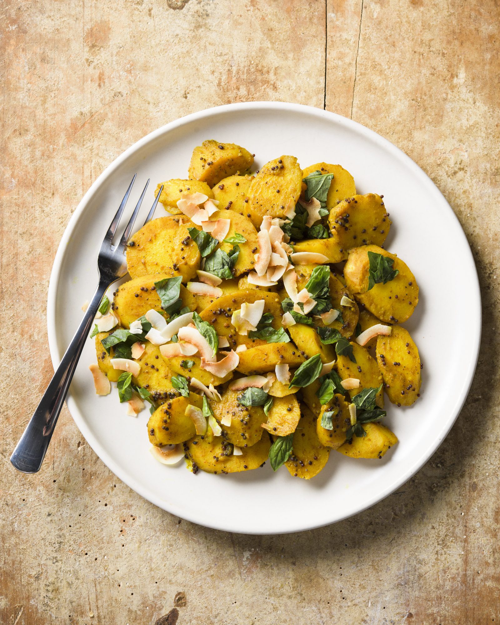 Curried parsnips basil coconut v