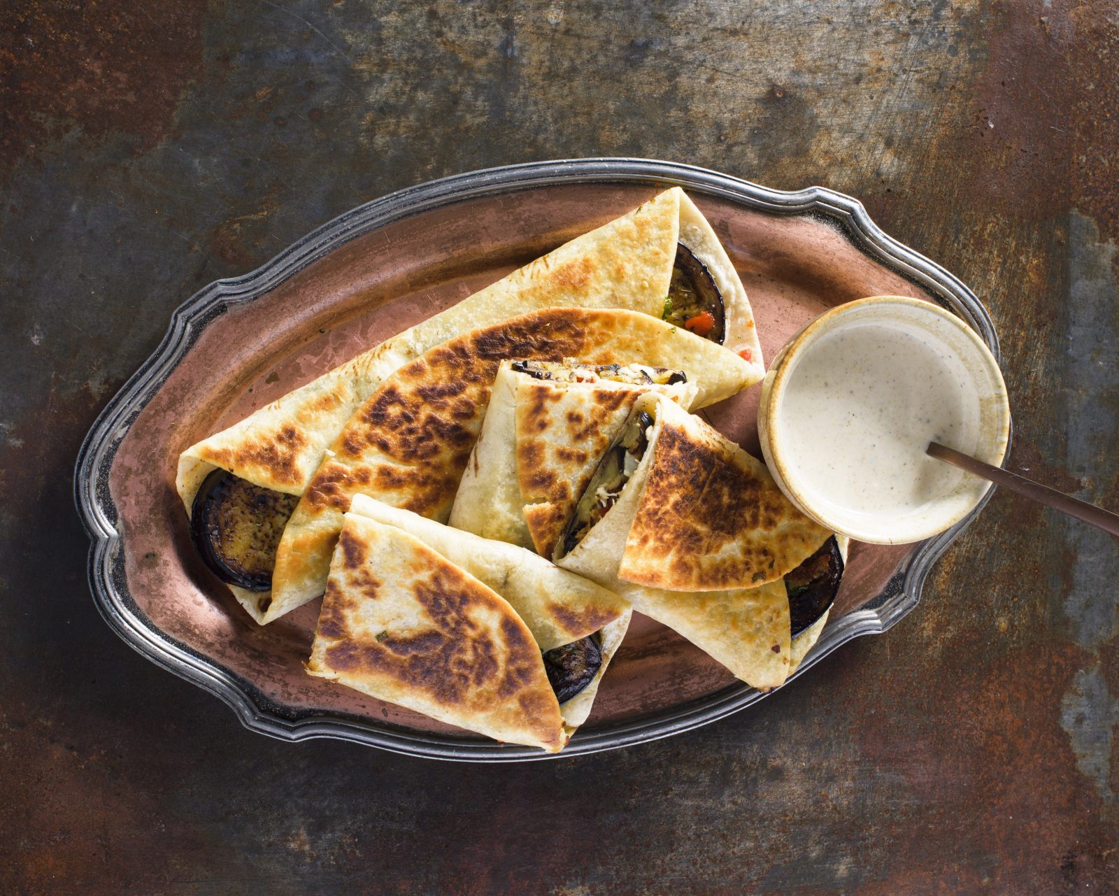 Eggplant halloumi gozleme v