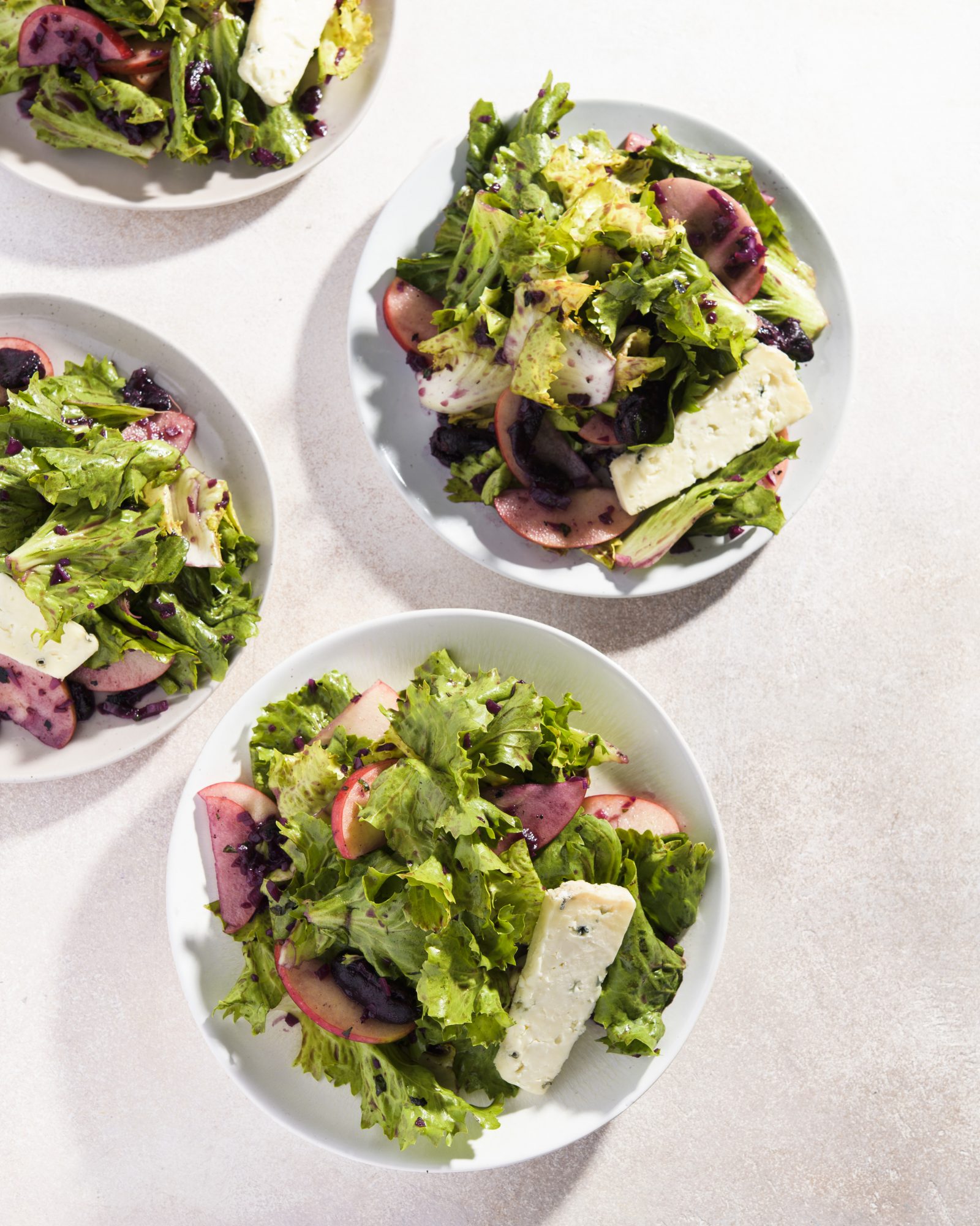 Escarole salad charred grapes apples blue cheese v