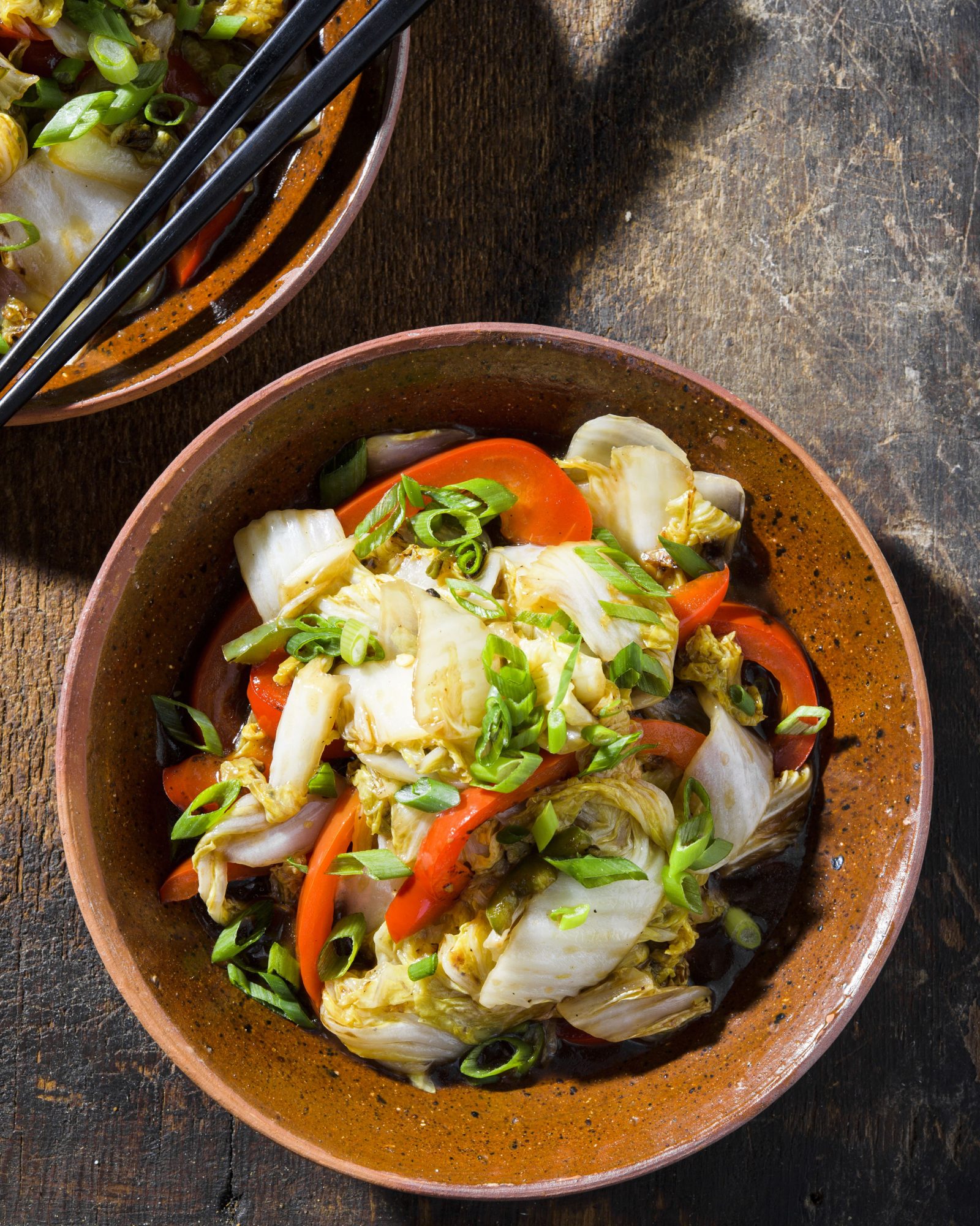 Hot sour stir fried cabbage vegetables v