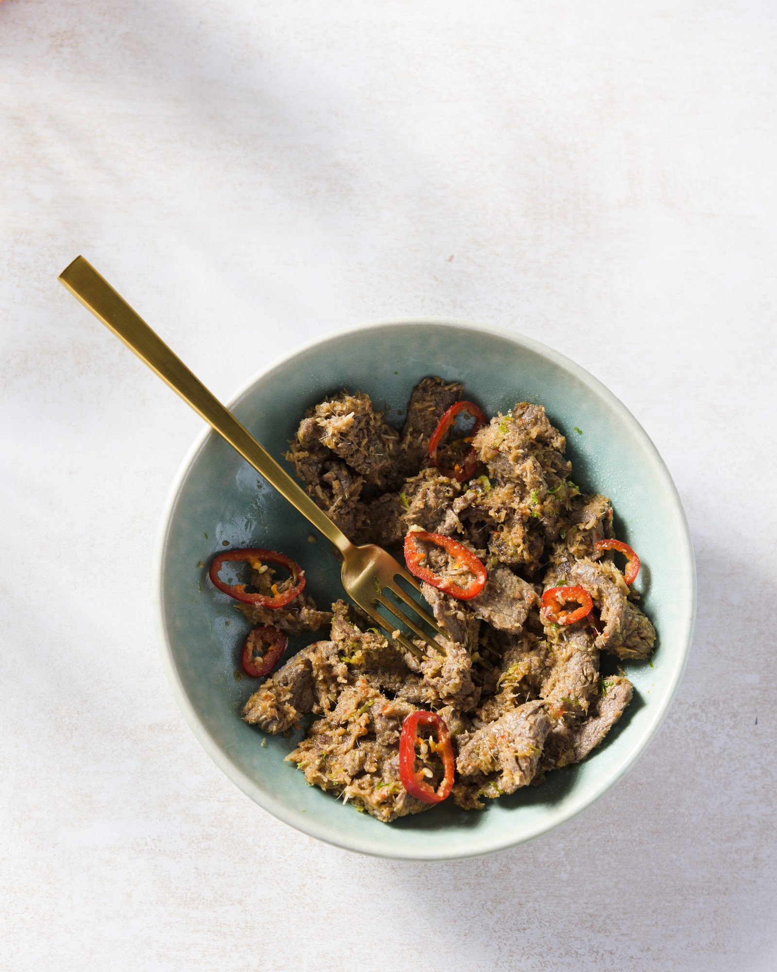 Indonesian style beef toasted coconut v