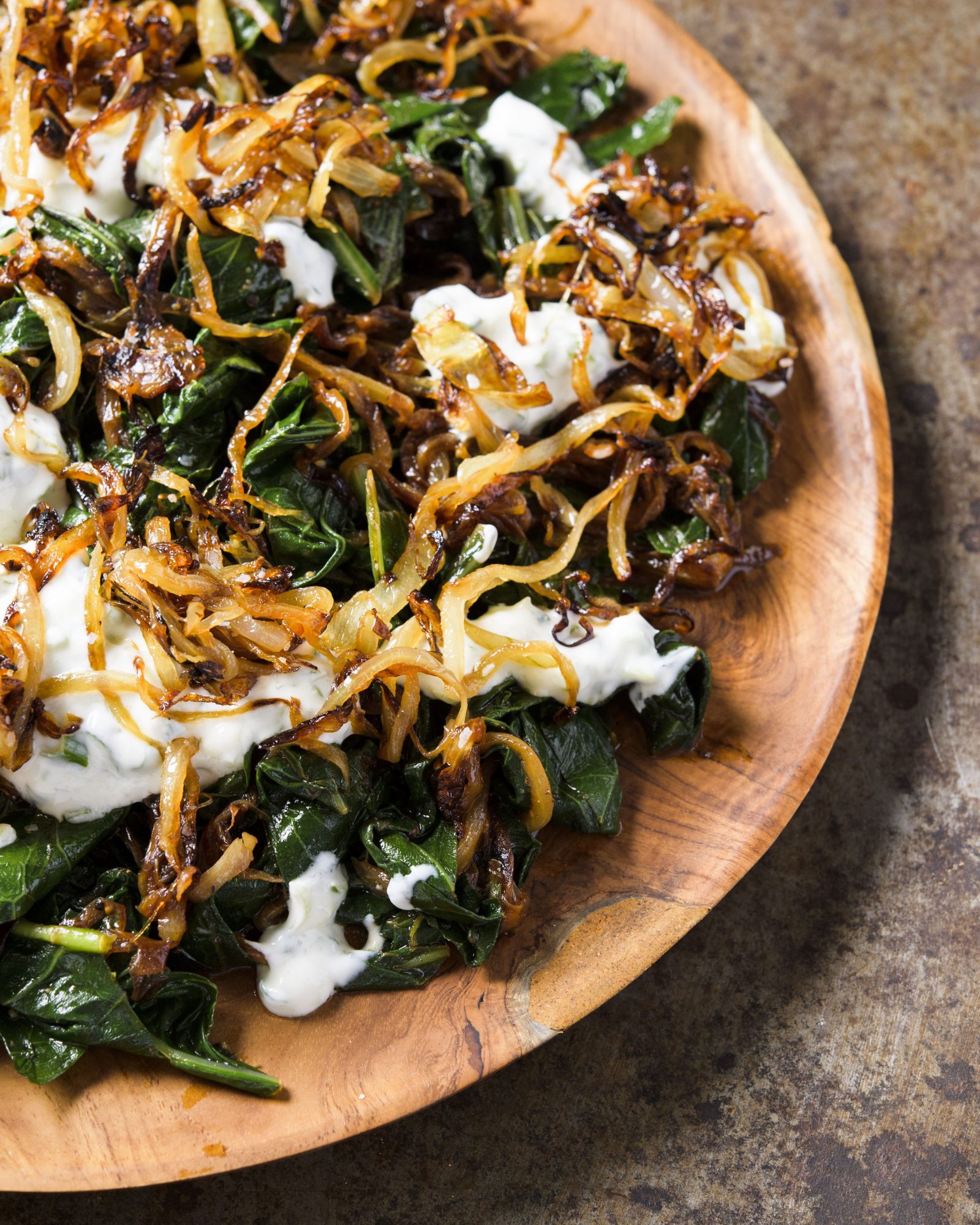 Lebanese style greens caramelized onions v