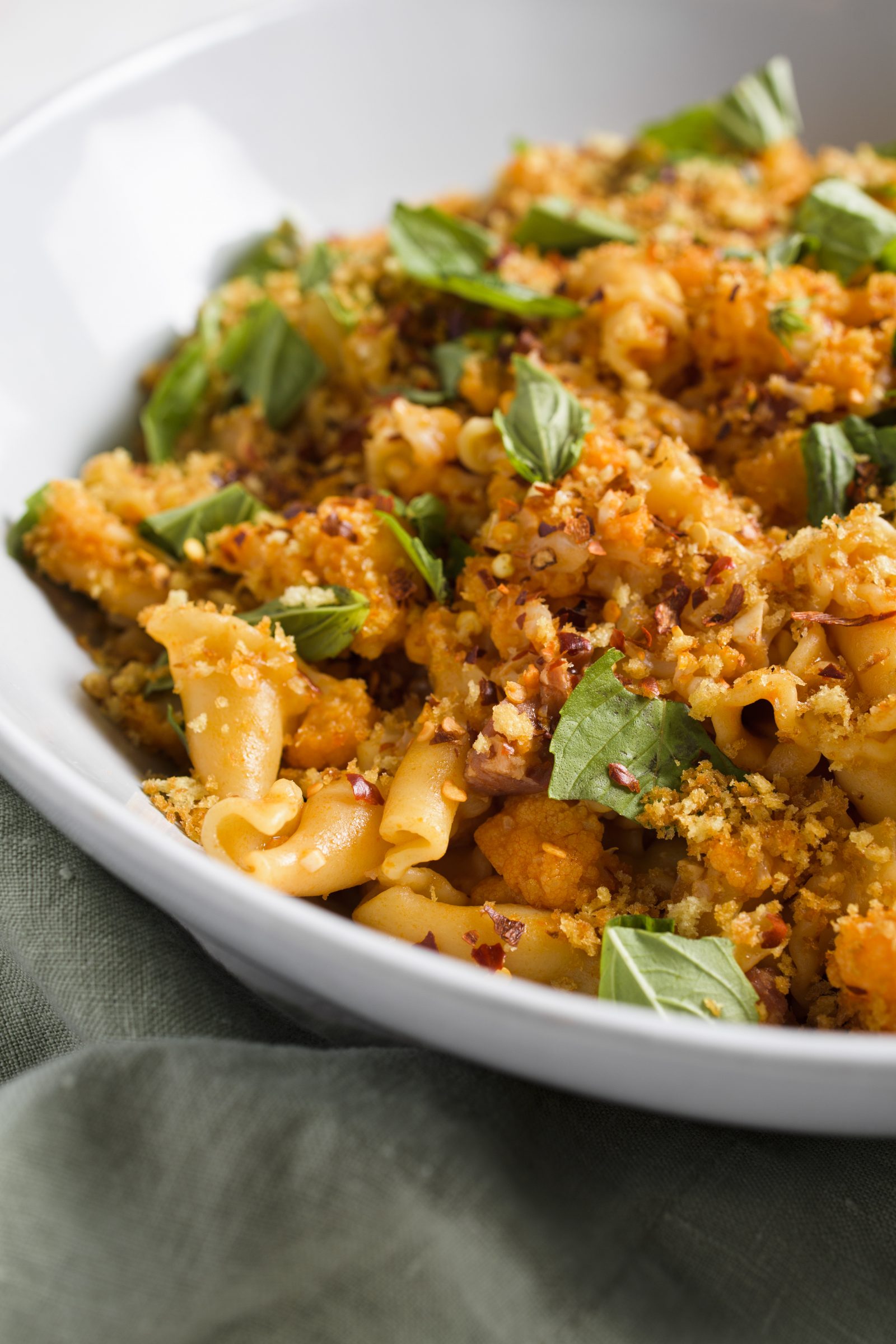 Pasta cauliflower garlic toasted breadcrumbs v