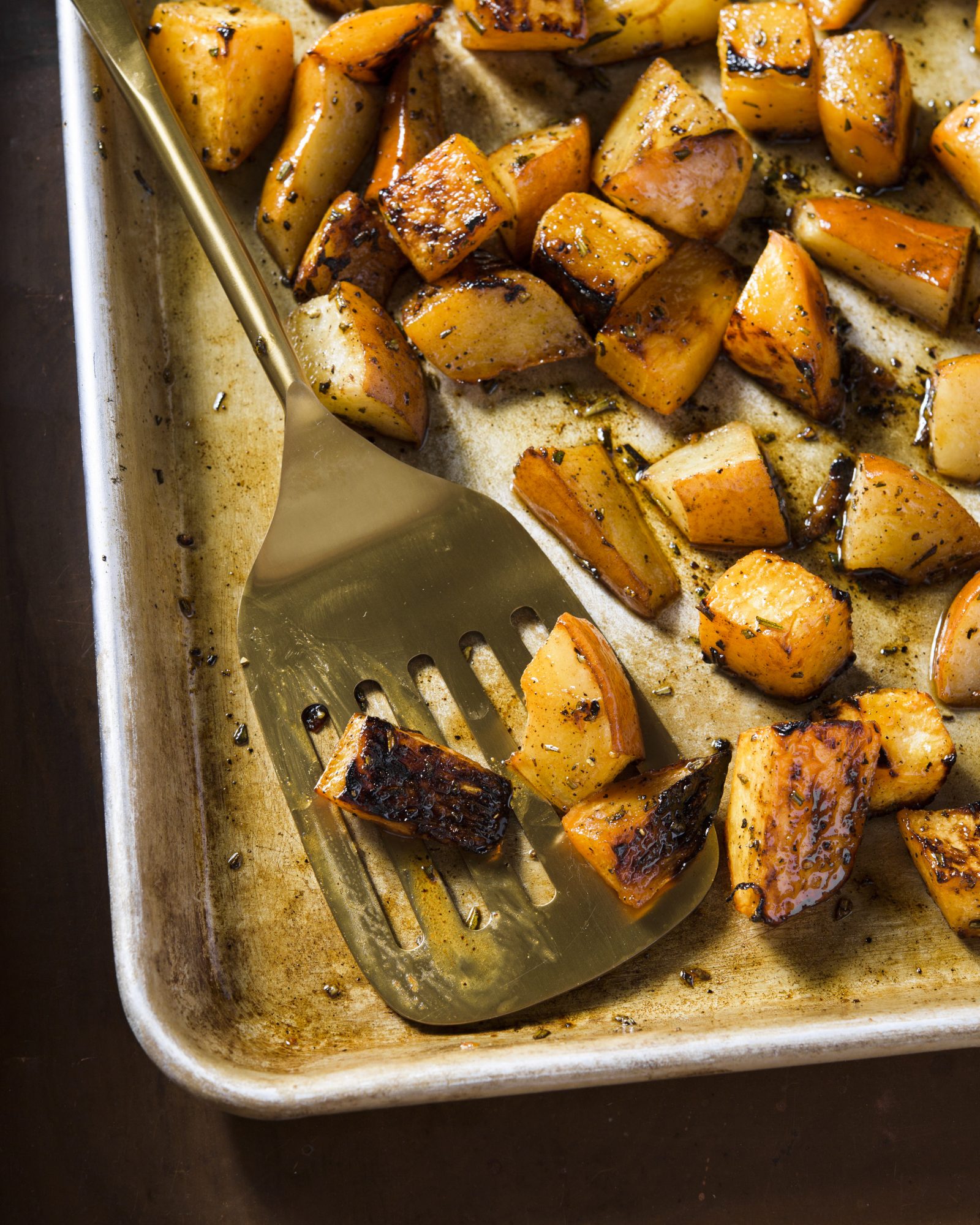 Roasted rutabaga pears browned butter honey rosemary v