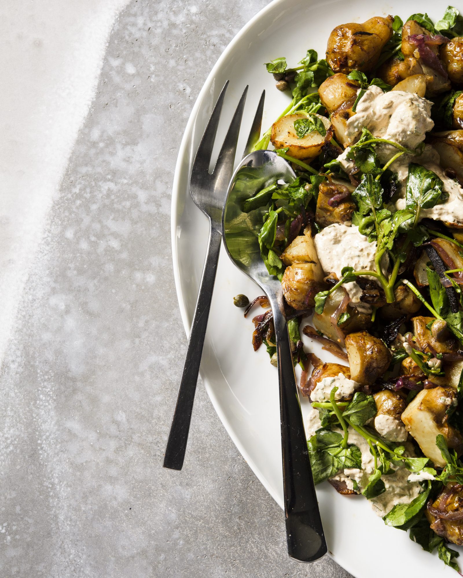 Roasted sunchokes capers creamy tarragon sauce v