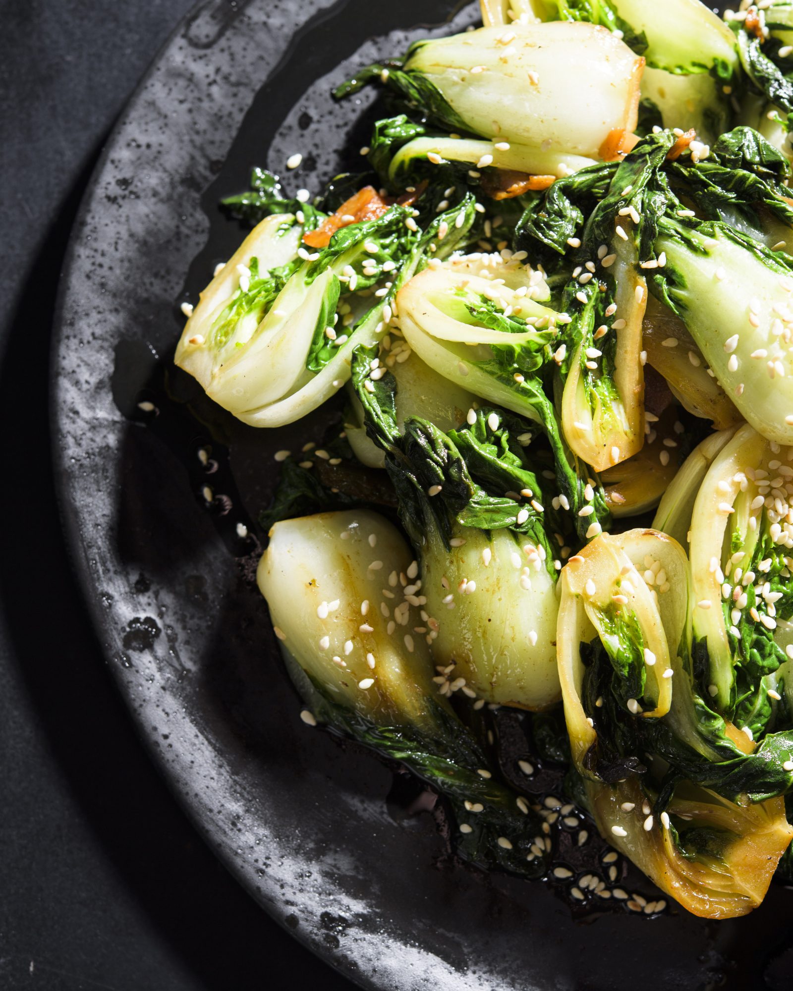 Sesame garlic stir fried baby bok choy v