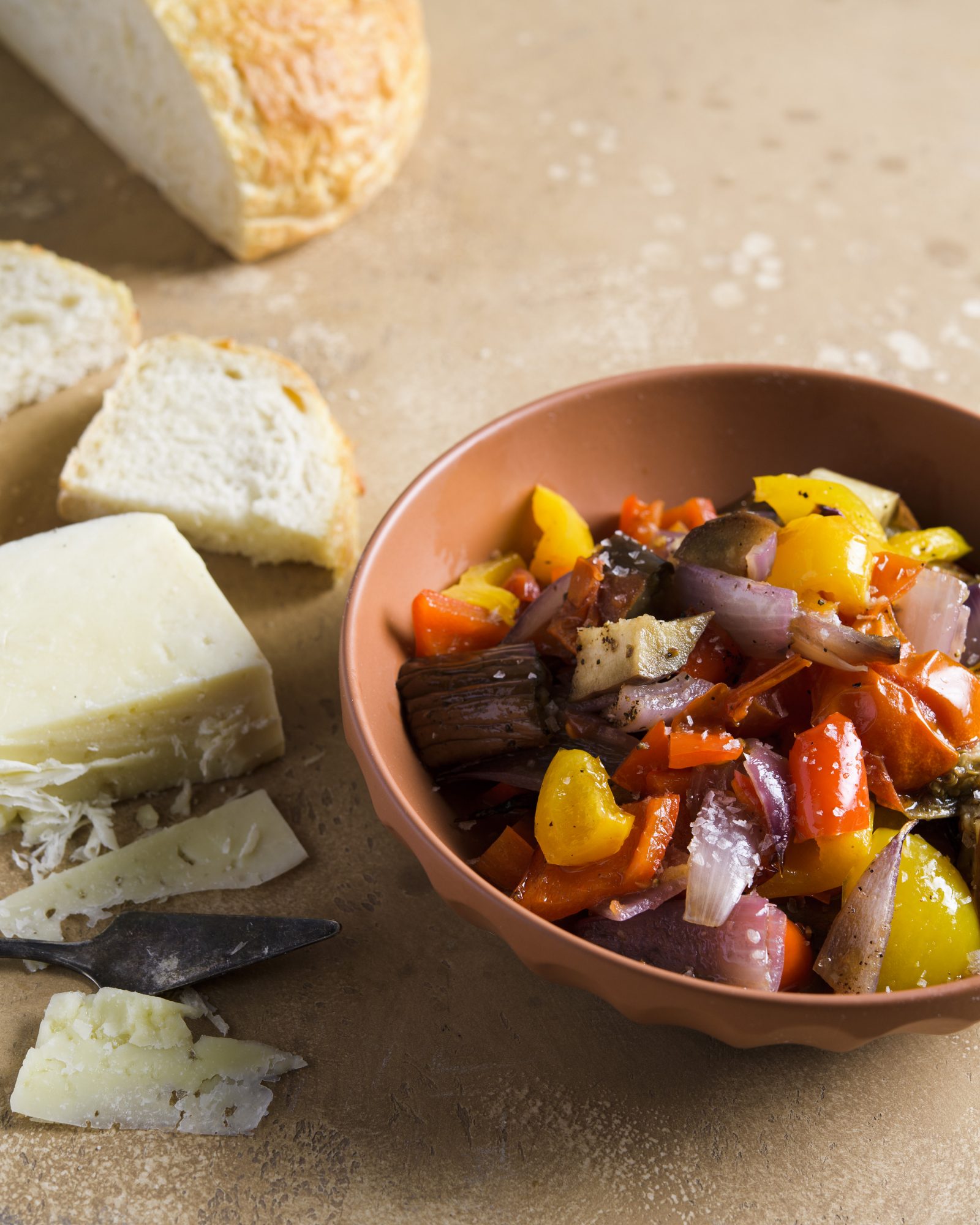 Spanish style roasted vegetables sherry vinegar v
