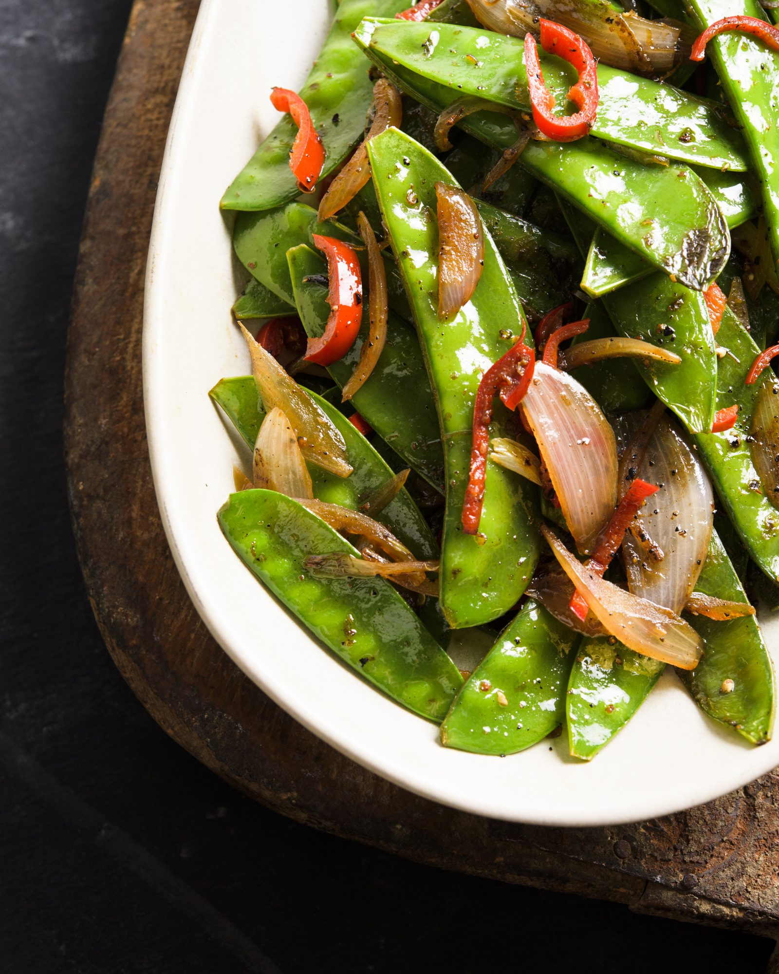 Spicy snow peas sichuan pepper v