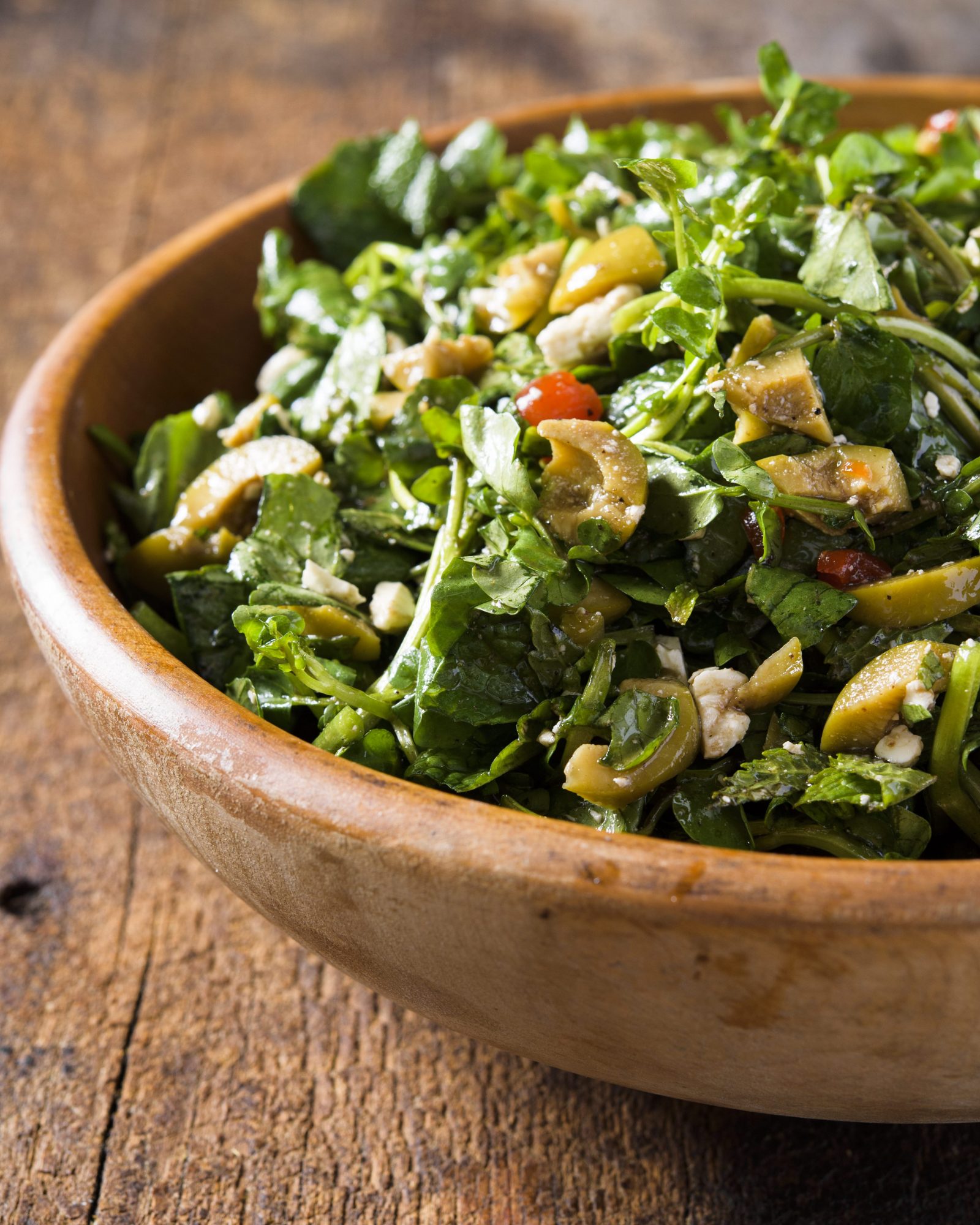 Watercress salad olives feta v