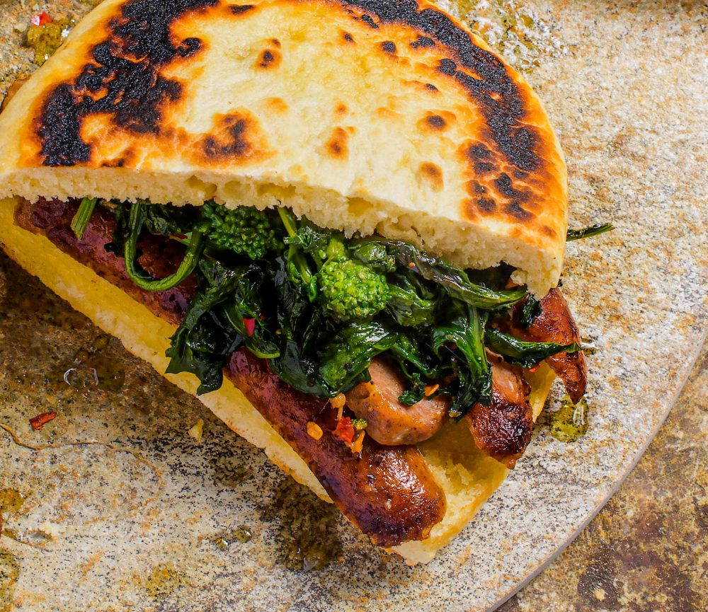 Umbrian Flatbreads Sausage Broccoli Rabe Closeup