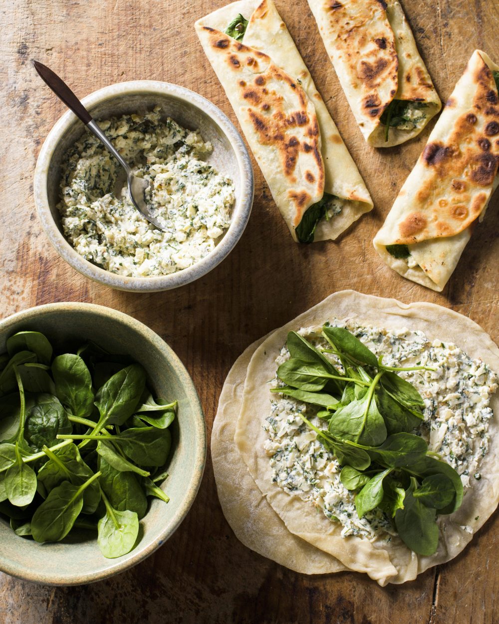 Spinach cheese gozleme v