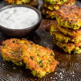 Baked Zucchini Fritters Feta Yogurt Sauce