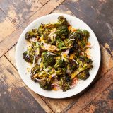 Grilled Broccoli Harissa Vinaigrette Pickled Shallot
