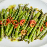 Pan Roasted Asparagus Spiced Oil Chives