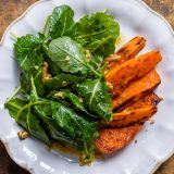 Roasted Sweet Potatoes Kale Miso Salad
