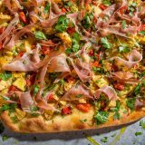 Spanish Style Flatbread Roasted Peppers Artichokes Prosciutto