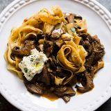 Tagliatelle with Portobellos and Chive Ricotta