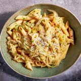 Whole Wheat Pasta Pecorino White Wine Onion Sauce