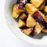 Japanese style glazed sweet potatoes sesame v