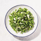 Minty green pea salad lemon feta