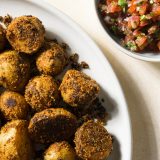 Suya spiced roasted potatoes tomato chili relish v