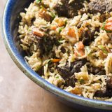 Uzbek rice beef carrots plov v