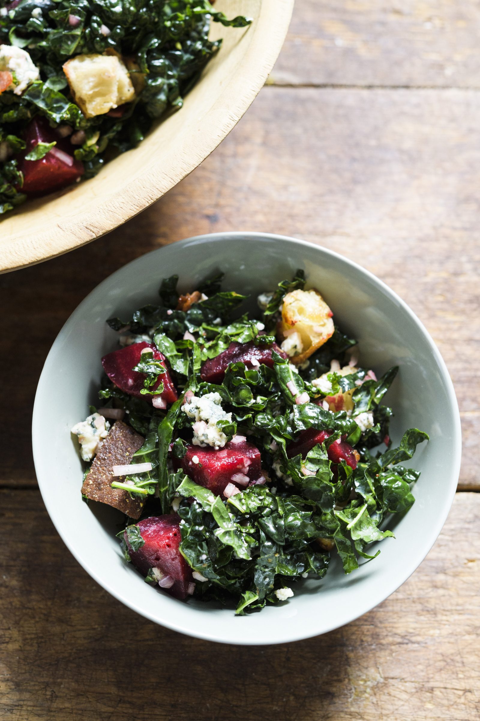 Bread Salad with Kale, Beets and Blue Cheese
