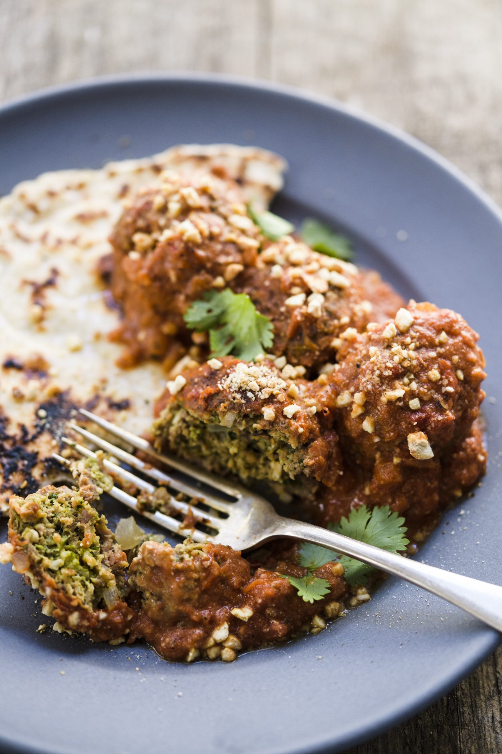 Cashew-Coconut Meatballs with Creamy Spiced Tomato Sauce