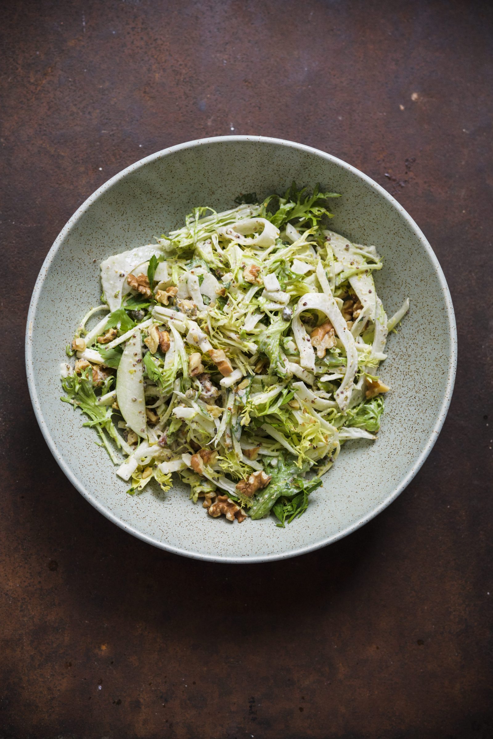 Celery Root and Frisée Salad with Mustard and Capers