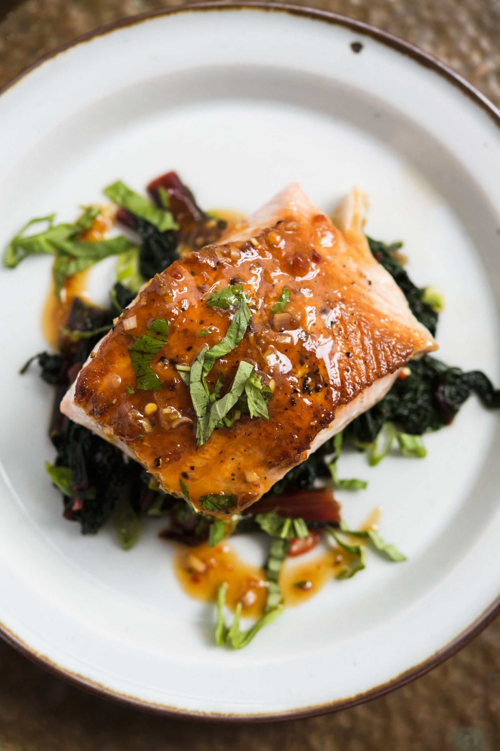 Glazed Salmon with Chili-Basil Sauce