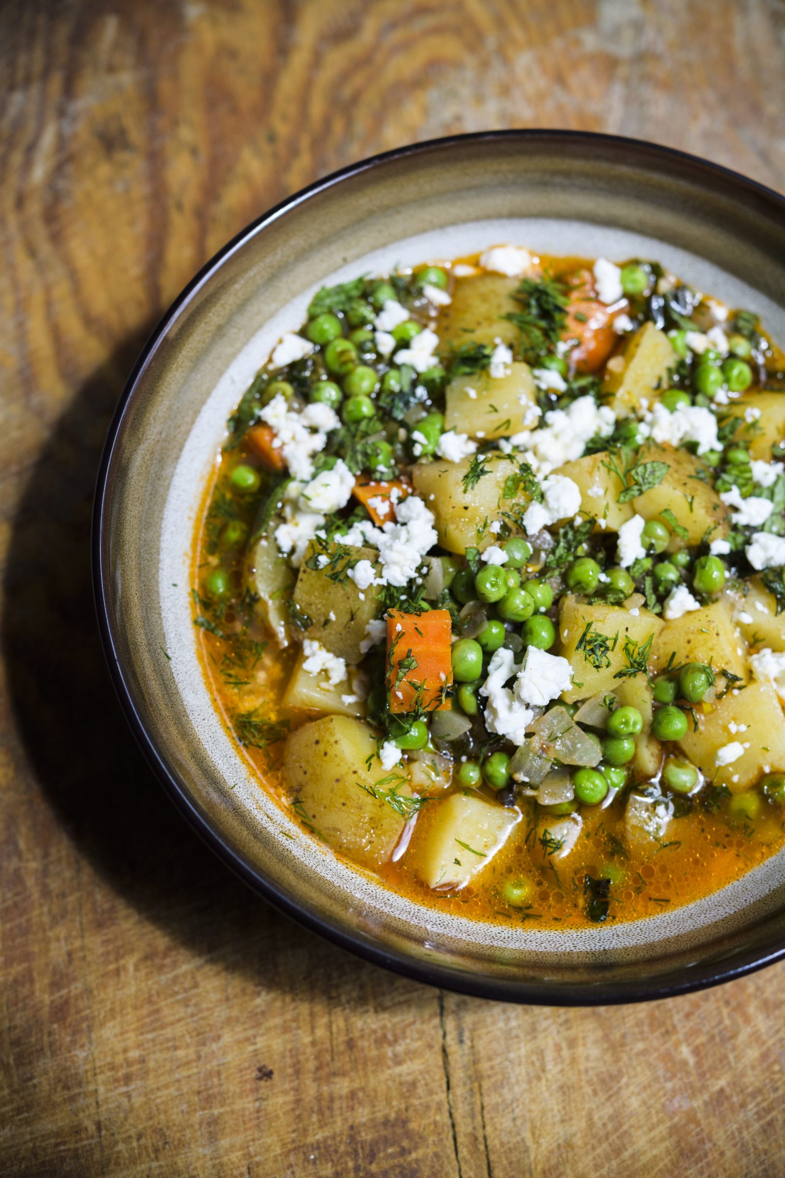 Greek Peas with Potatoes and Herbs (Arakas Kokkinistos)