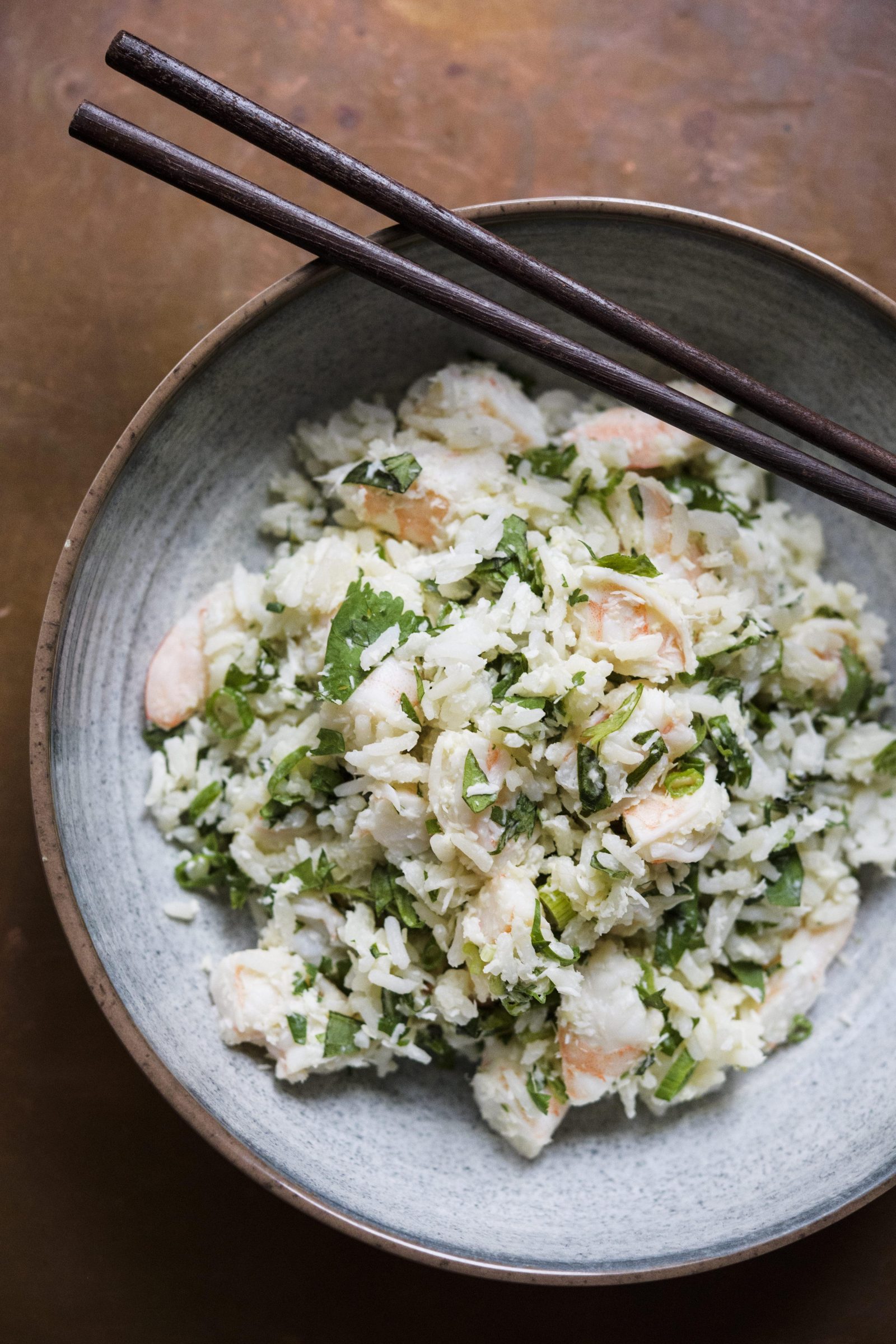 Jasmine Rice and Herb Salad with Shrimp Vertical
