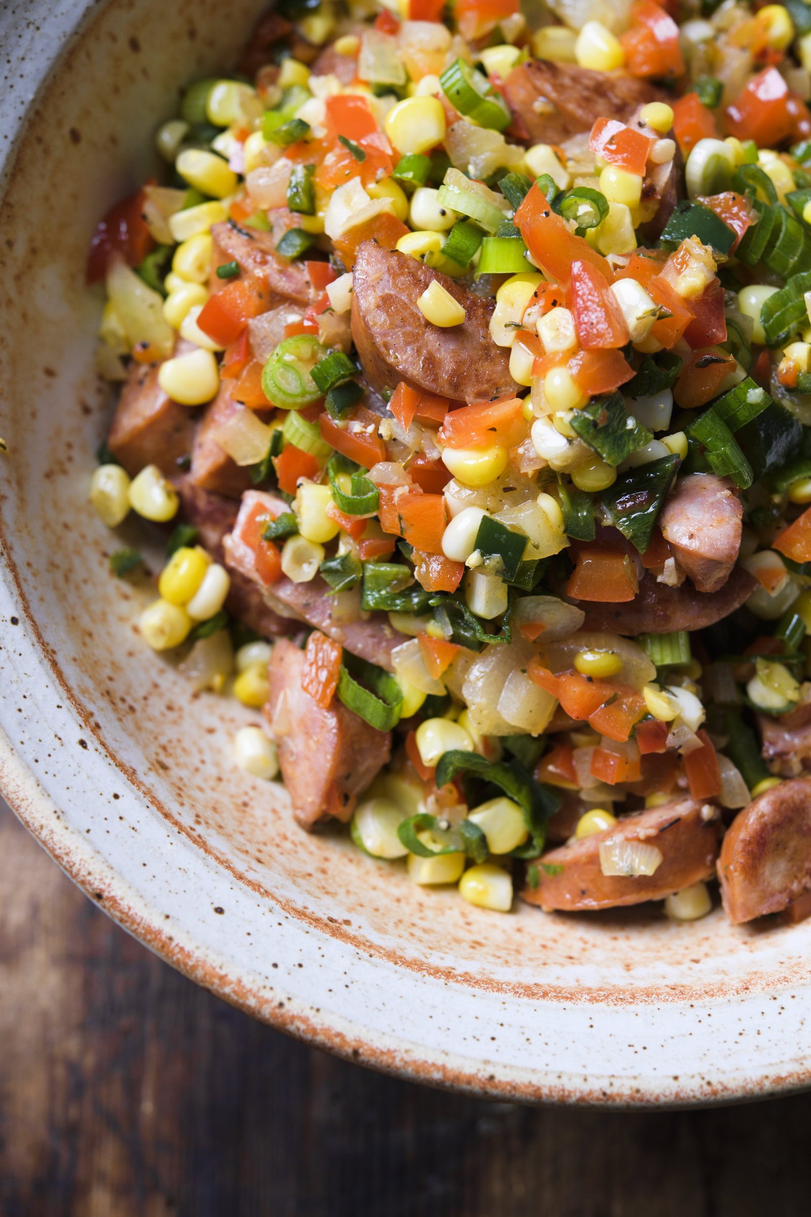 Maque Choux with Andouille Sausage Vertical