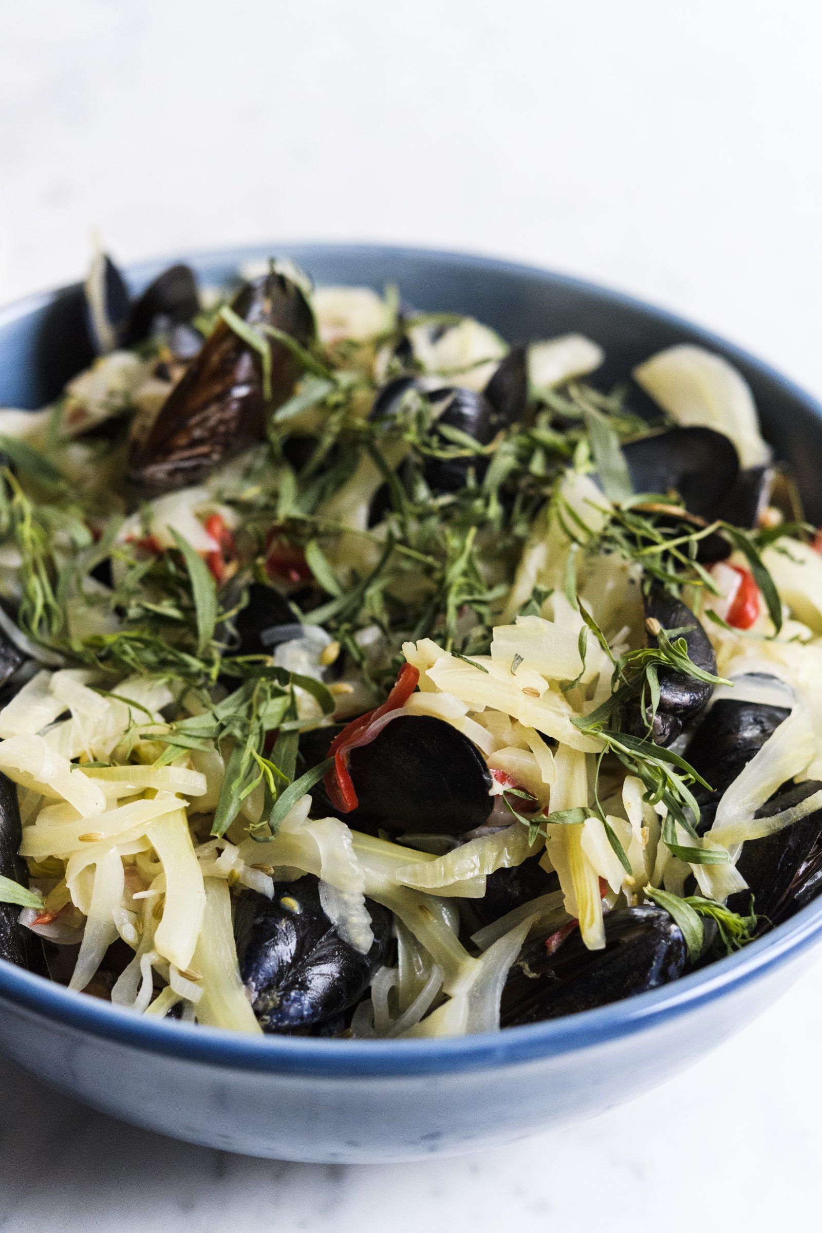 Mussels with Fennel, Crème Fraîche and Vermouth