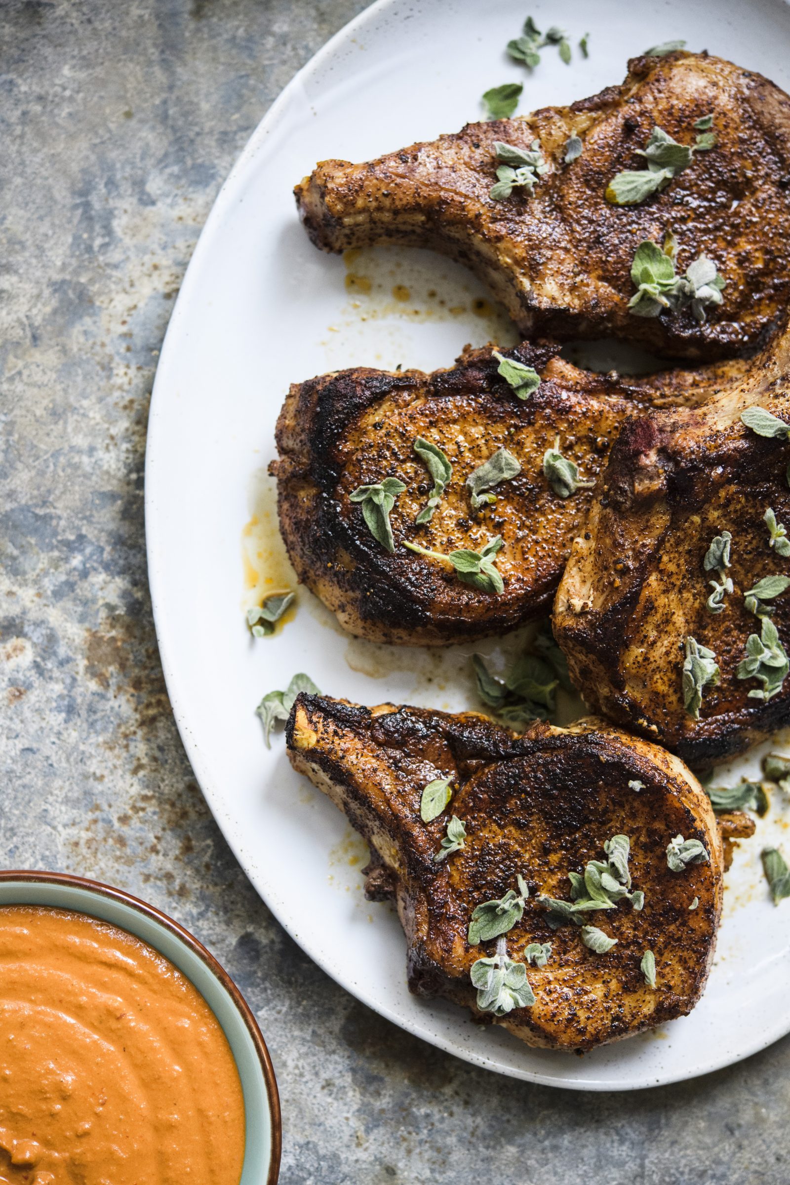 Pork Chops with Peanut-Guajillo Sauce