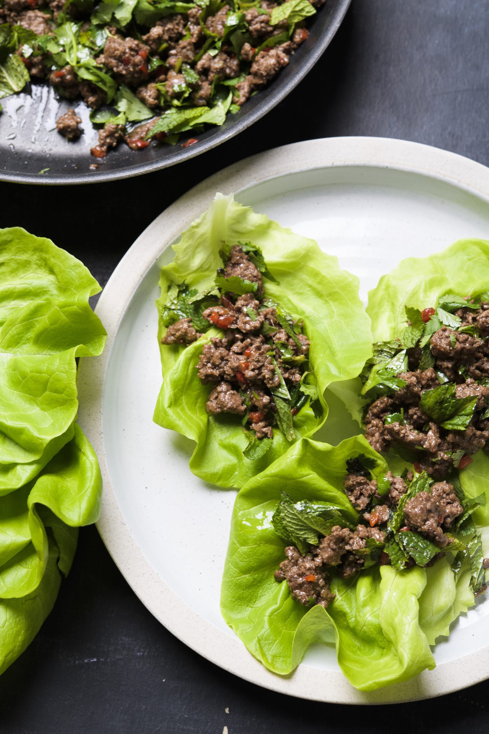 Stir-Fried Beef with Fresh Herbs Lettuce Wraps