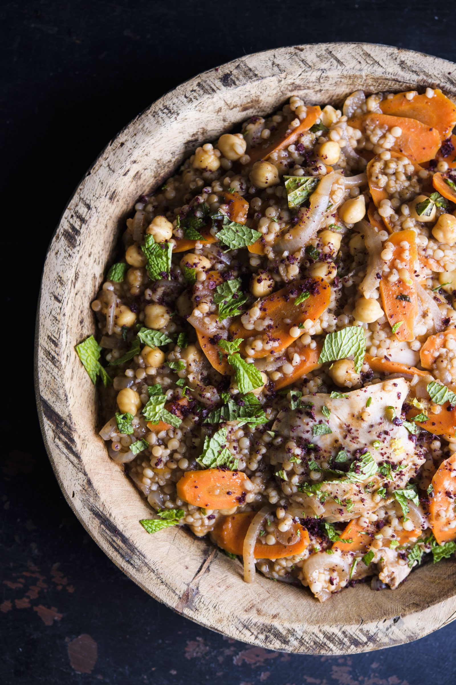 Toasted Pearl Couscous with Chicken and Chickpeas