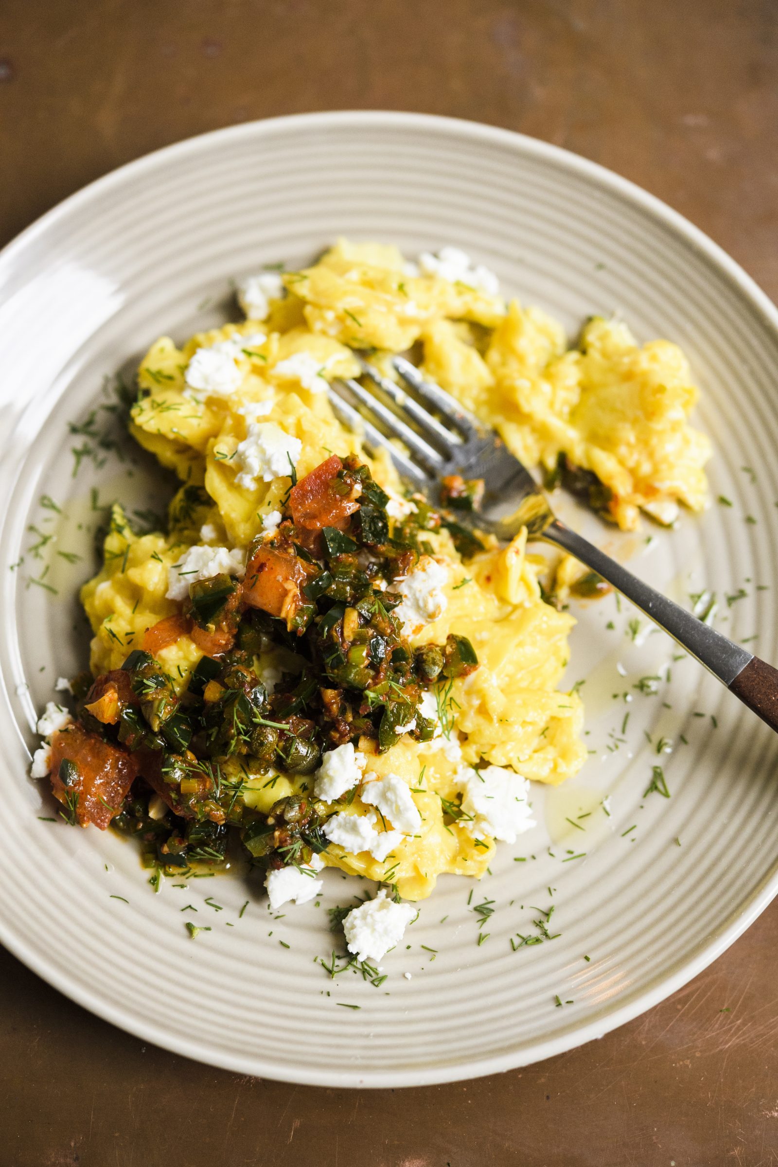 Turkish Scrambled Eggs with Spicy Tomatoes and Capers (Menemen)