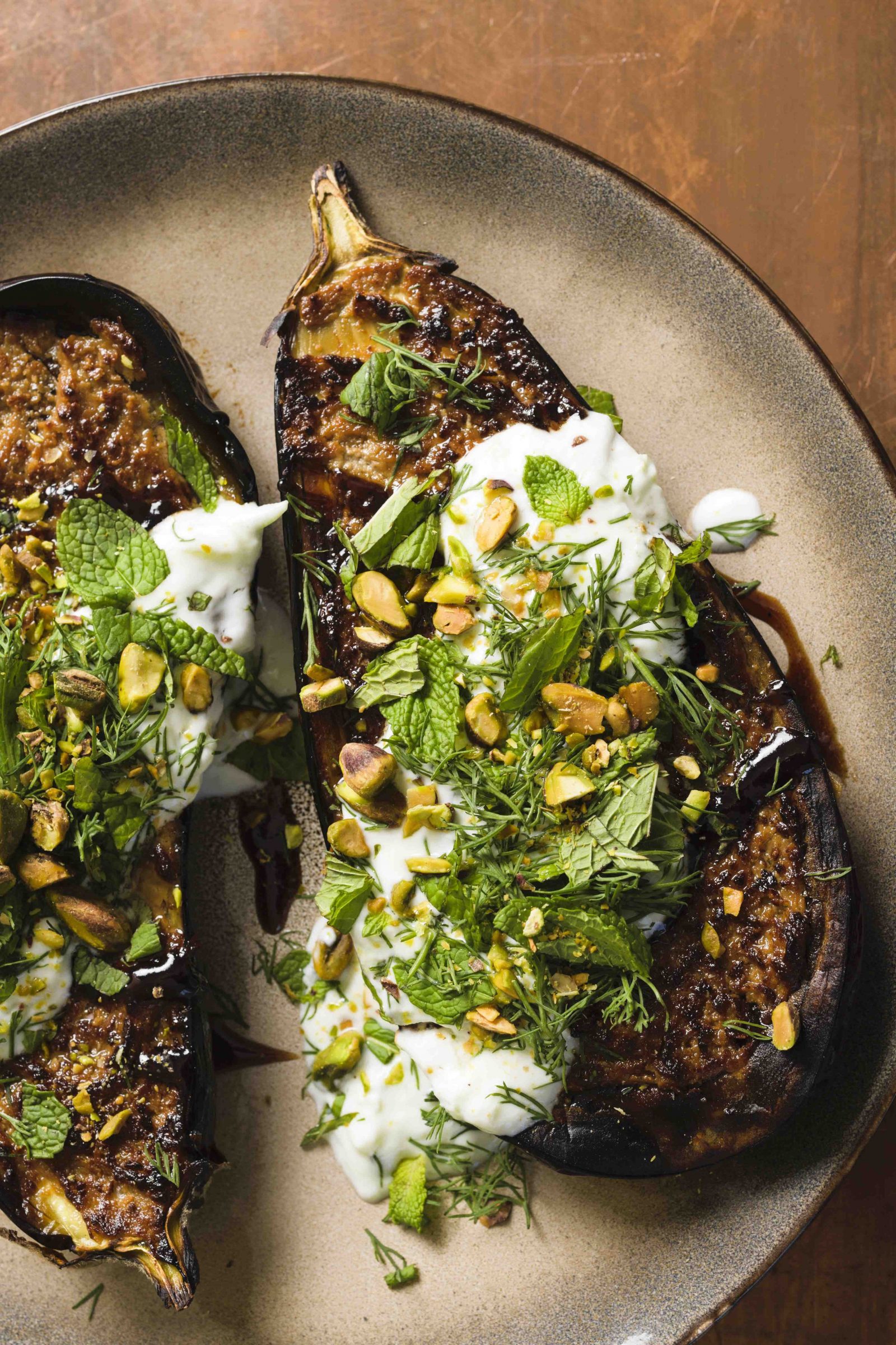 caramelized-tahini-cucumber-yogurt-sauce-roasted-eggplant