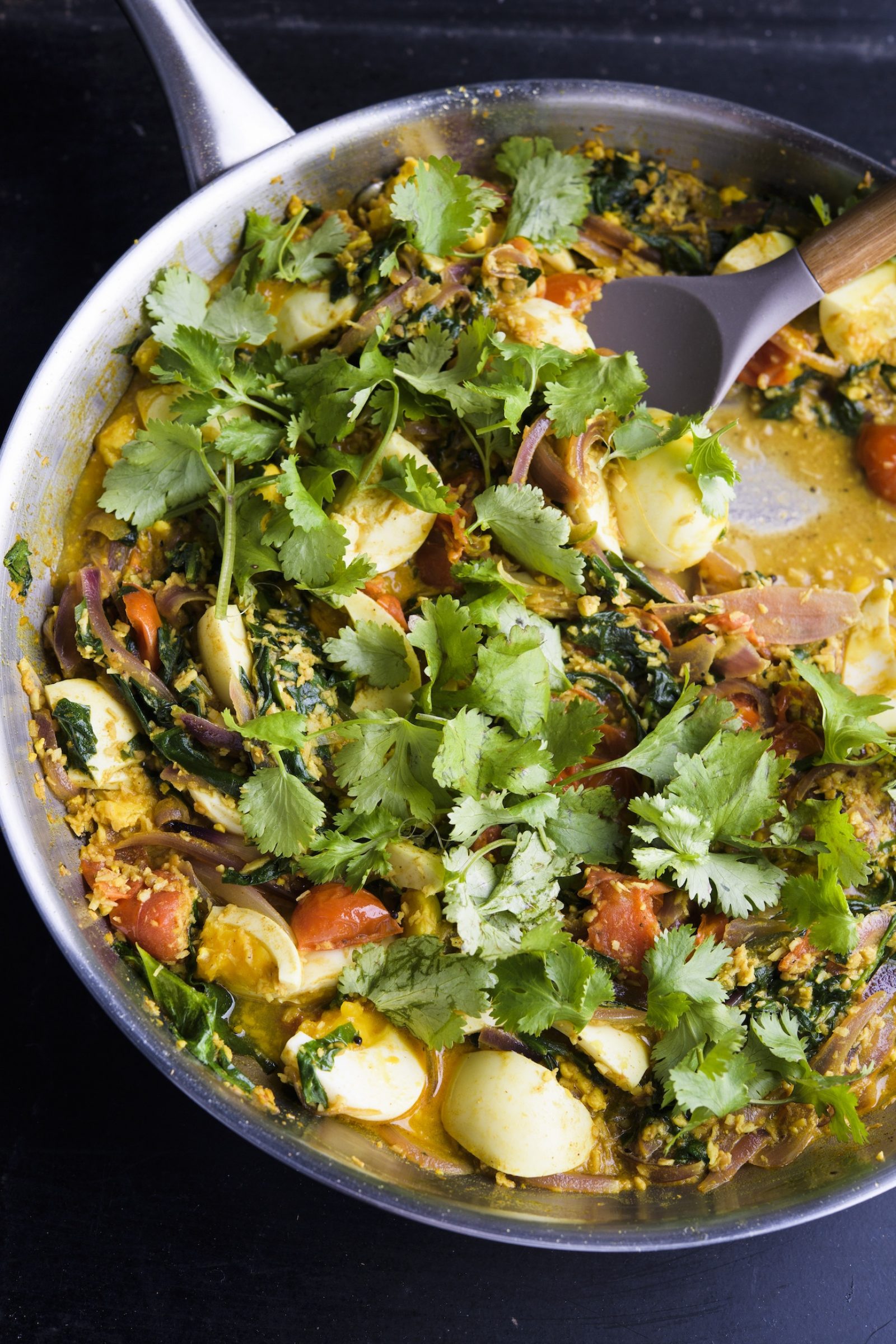 coconut-tomatoes-spinach-soft-cooked-eggs