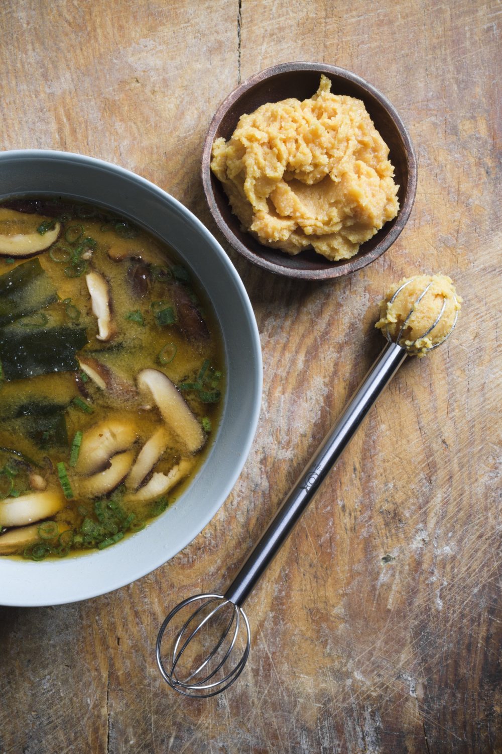 Blend miso into hot soups with this ingenious whisking tool.