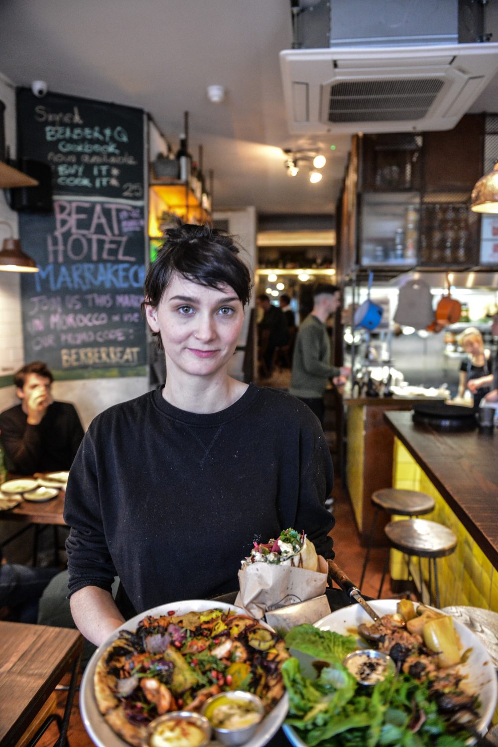 At Berber & Q Shawarma Bar, Middle Eastern flavors mingle freely.